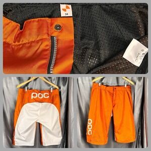 POC Sweden Resistance DH Shorts Orange/White Men's 34 Pre-Shaped MTB Downhill